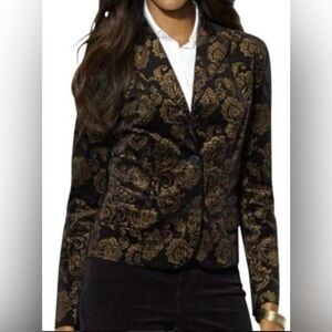 NWT Lauren Ralph Lauren Elegant Velvet BlackGold Women's Jacket Size 2 MSRP $199